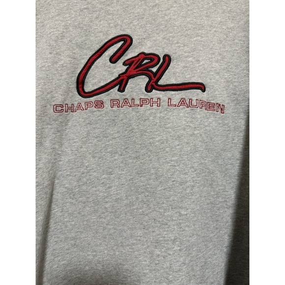 VINTAGE CHAPS RALPH LAUREN XXL GRAY MEN RED LOGO PULLOVER SWEATSHIRT - Picture 3 of 5